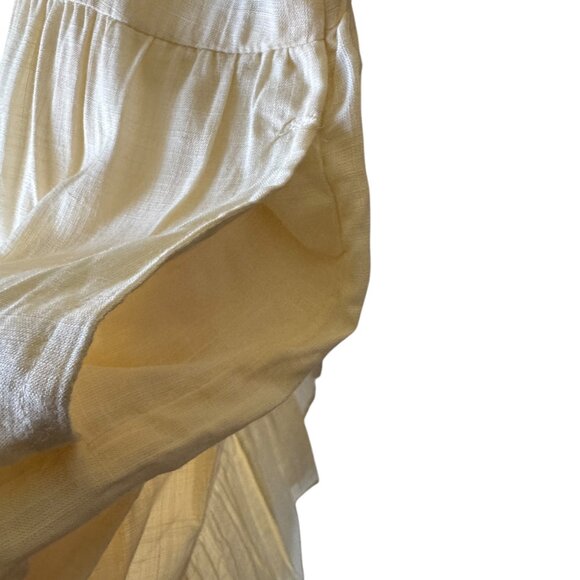 Max Dress Sm/Md Ivory Floral Embroidery Ruffled Short Sleeves Pockets Tiered - Picture 11 of 15